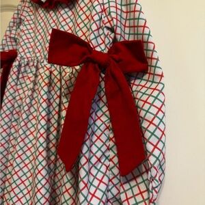 Christmas Plaid Dress with Red Bows
